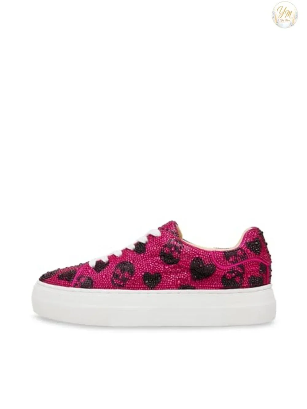 Rhinestone Satin Party Low Top Sneakers with Platform Sole